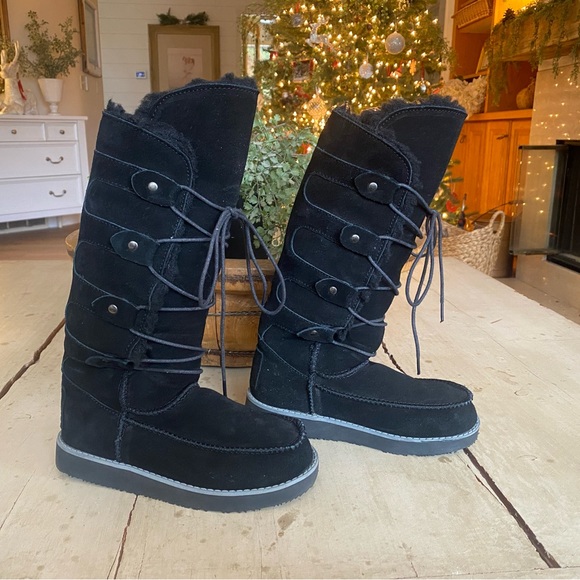 Aussie Merino Tasman Suede Tall Snow Boots - Size 4 - Black - Picture 7 of 9